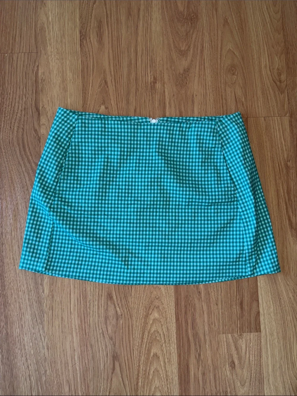 Urban Outfitters Teal Light Blue Gingham Mini Skirt